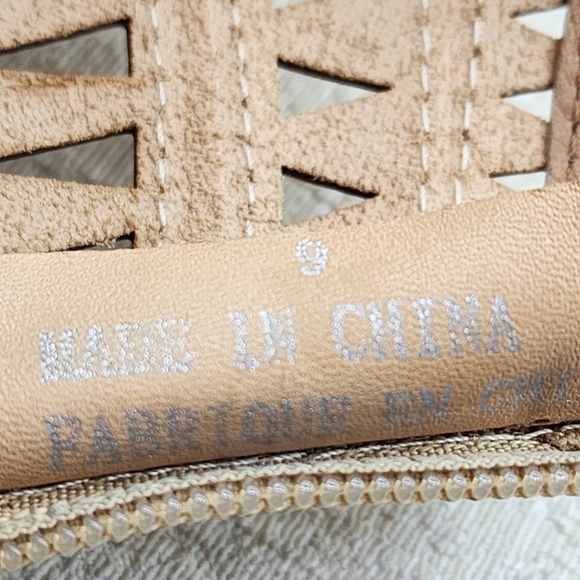 Jeffrey Campbell Women's Laser-Cut Heels Rodillo Beige Tan Leather Wedge Sandal - Picture 9 of 9